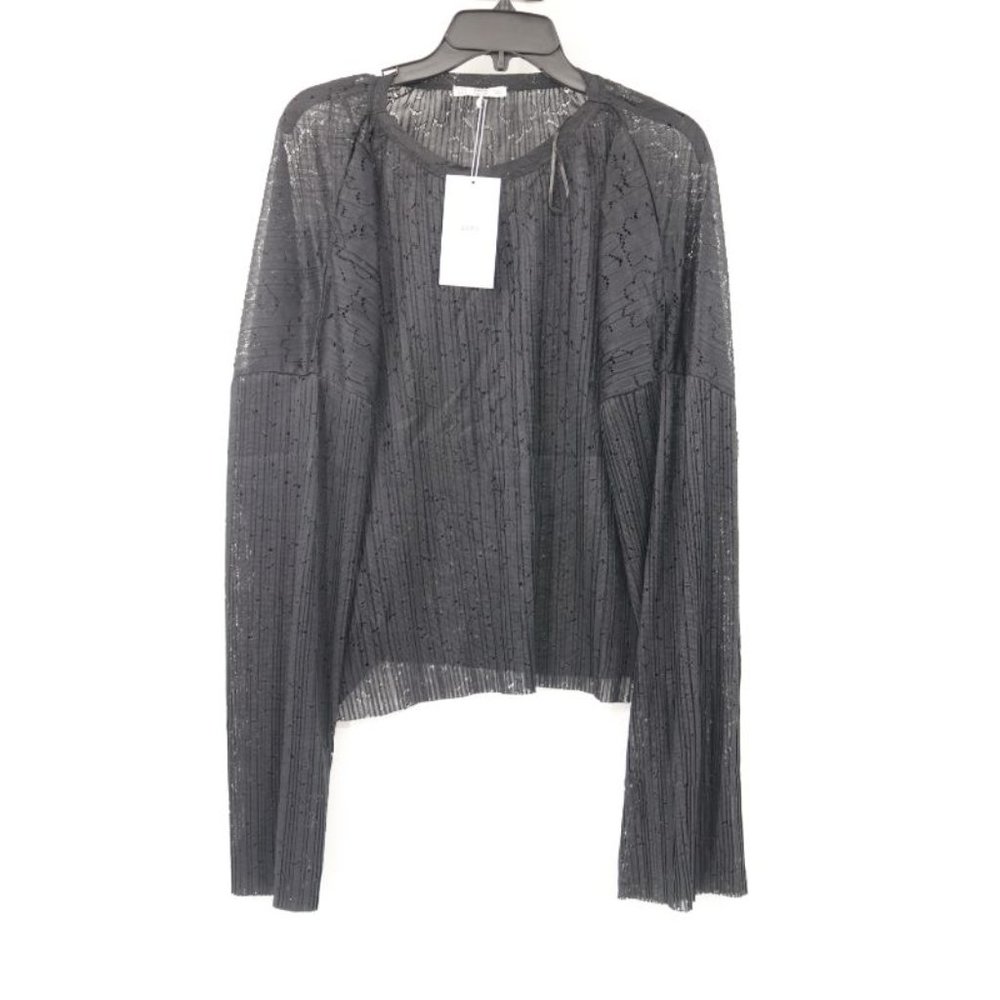 zara womens size‎ M top long sleeve black crew neck